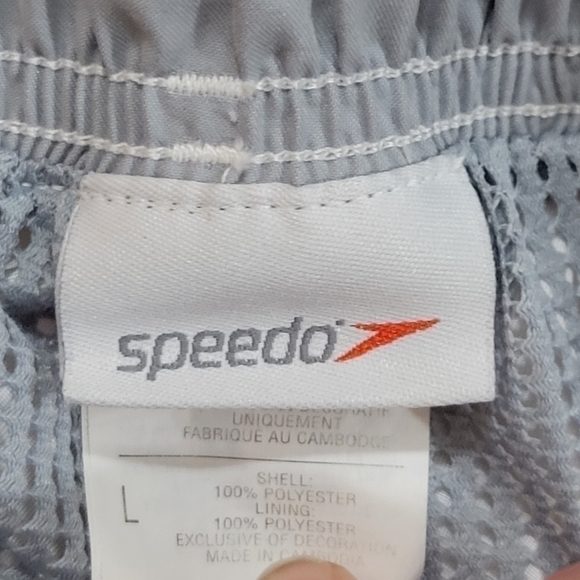 Speedo Men's black/red/white swim trunks with lining size Large - Picture 4 of 8